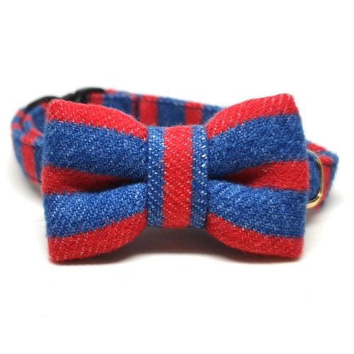Pinstripe collar with bowtie for cats and small dogs Pinstripe collar with bowtie for cats and small dogs