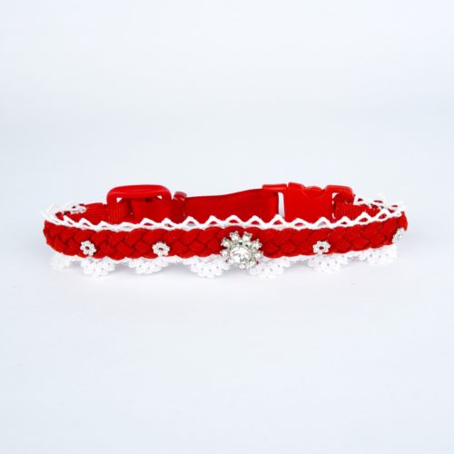Lady in Red – Suede and Lace Cat Collar