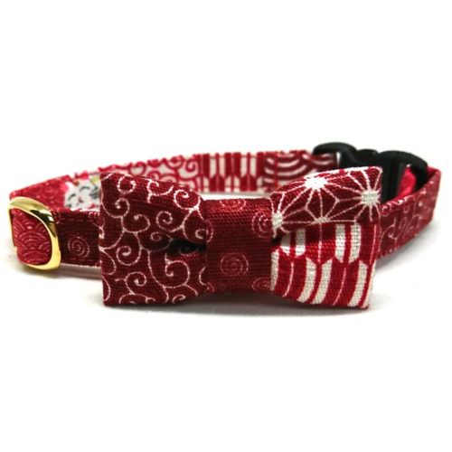 Wagara collar with bowtie for cats and small dogs (Red/Blue) Wagara collar with bowtie for cats and small dogs (Red/Blue)