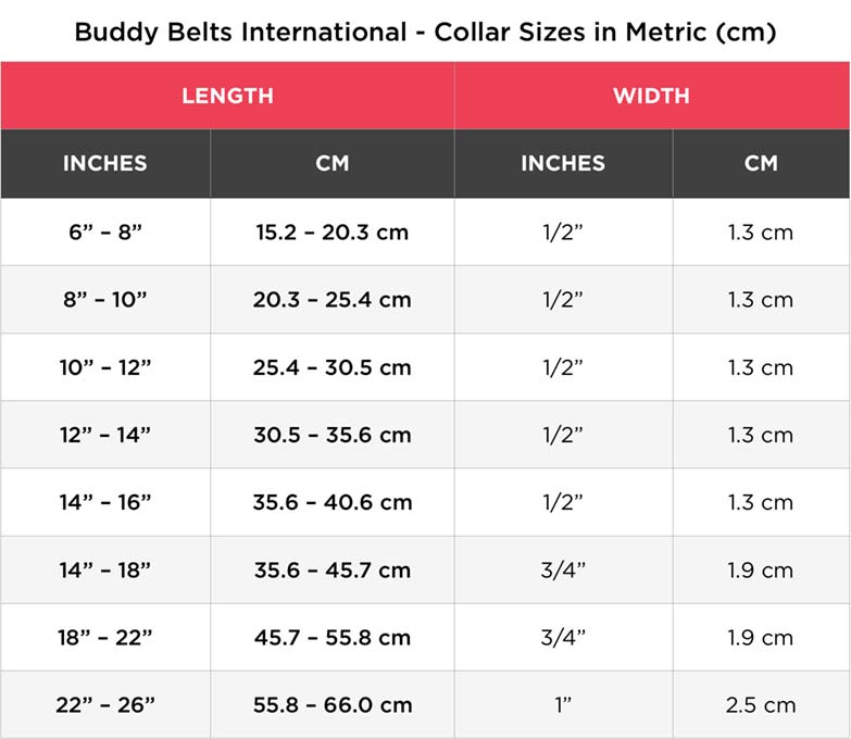 Buddy belt sizing Clearance
